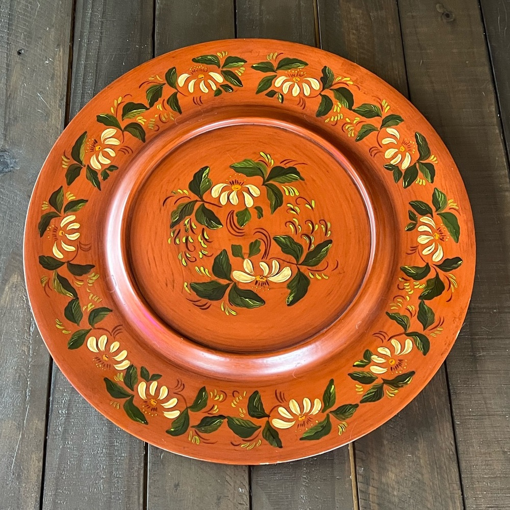Vintage FRANKEN Hand Painted Wooden Plate German Folk Art Decor